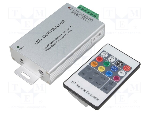 LED controller; RGB lighting control; Channels: 3; 12A; silver