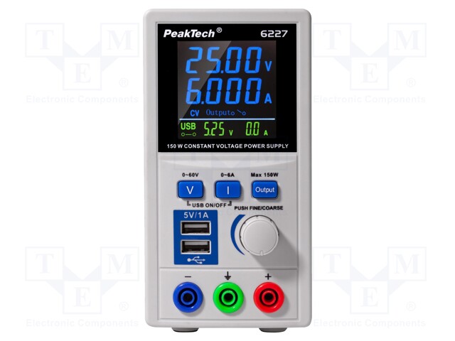 Power supply: laboratory; single-channel,adjustable; 0÷60VDC