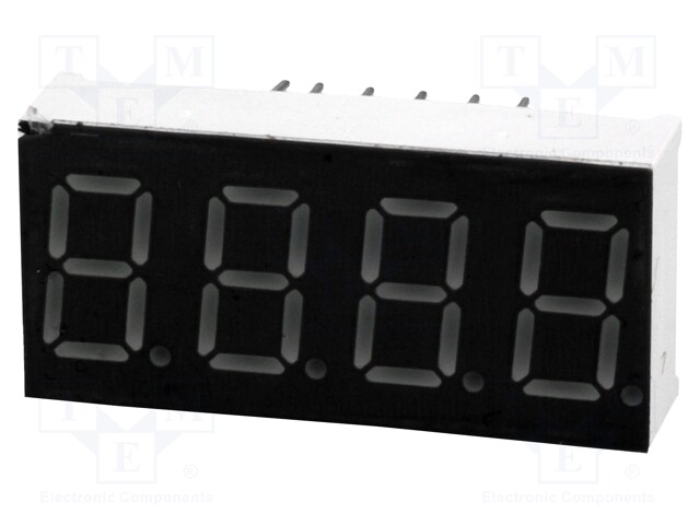 Display: LED; 7-segment; 9.2mm; 0.36"; No.char: 4; red; 2÷4mcd; anode