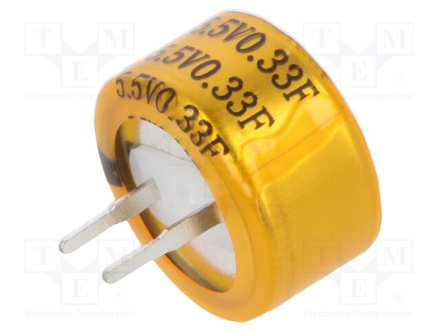 Supercapacitor; THT; 330mF; 5.5VDC; Ø13.2x7mm