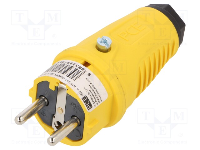 Connector: AC supply; plug; male; 16A; 250VAC; IP54; Layout: 2P+PE