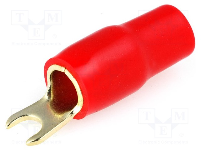 Terminal: fork; M4; 20mm2; gold-plated; insulated; red