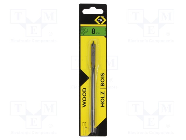 Drill bit; wood; Ø: 8mm; Overall len: 130mm; HSS; 1pcs; Series: Flat