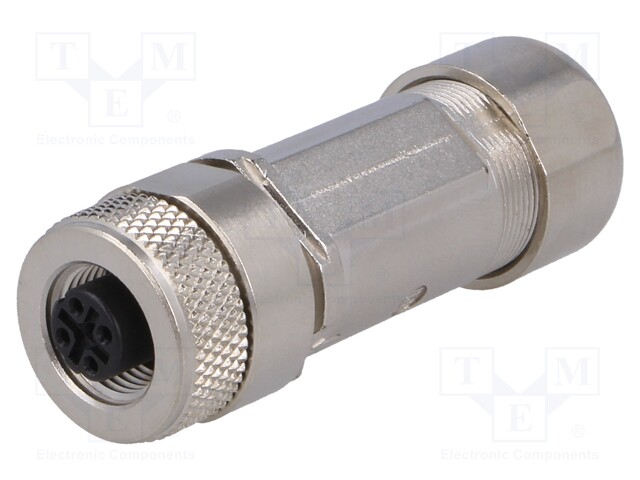 Plug; M12; PIN: 4; female; D code-Ethernet; for cable; spring clamp