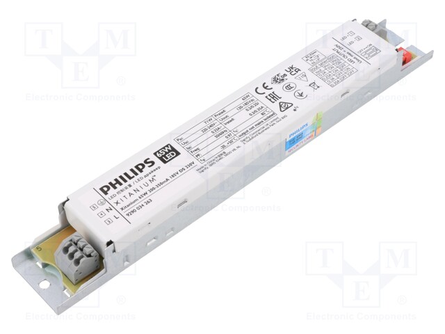 Power supply: switched-mode; LED; 65W; 120÷185VDC; 200÷350mA; IP20