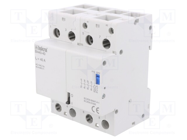 Relay: installation; bistable; NO x4; Ucoil: 230VAC; 70x90x65mm