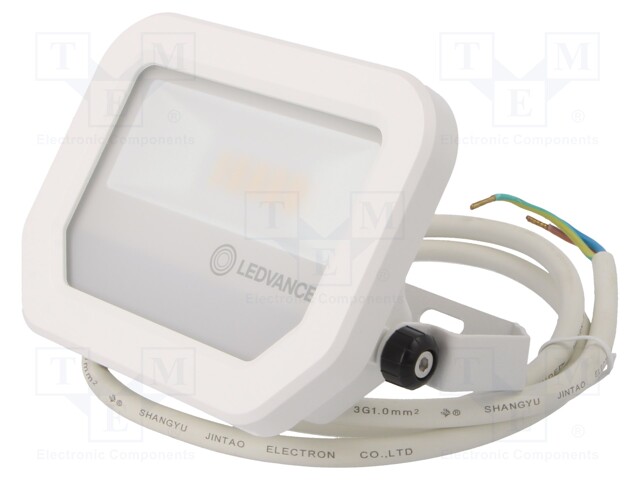 Lamp: LED flood light; 4000K; IP65; Body: white; 10W; Len: 1m; 230VAC