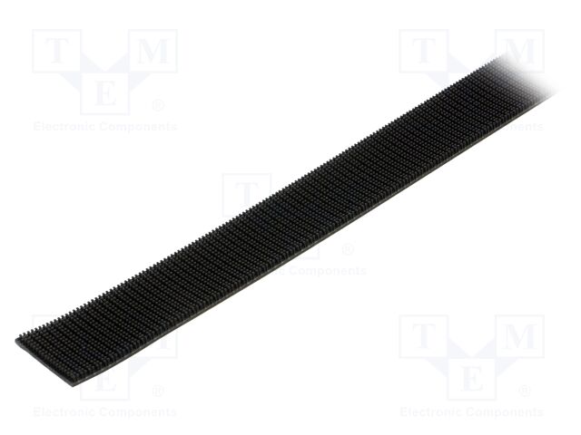 Tape: hook and loop; W: 25mm; L: 1m; Thk: 5.7mm; caoutchouc; black