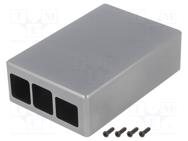 Enclosure: for computer; Raspberry Pi 4 B; aluminium; grey