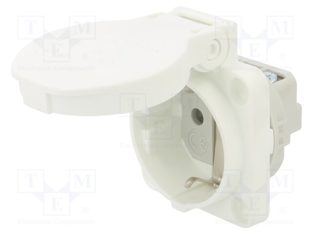 Connector: AC supply; socket; 2P+PE; 250VAC; 16A; white; PIN: 3; IP54