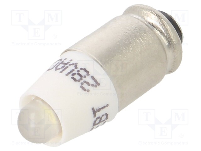 Indicator: LED; S5,7s,T1-3/4; white; plastic; 28VAC; 28VDC; 3mm