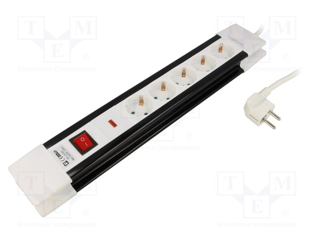 Plug socket strip: protective; Sockets: 5; 250VAC; 16A; 3m