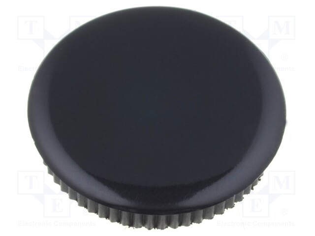Cap; Colour: black; Mounting: push-in; Mat: plastic