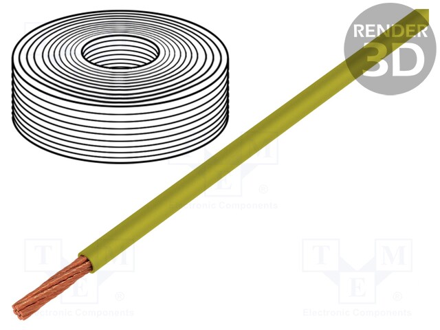 Wire; LifY; stranded; Cu; 1x0,25mm2; PVC; yellow; 300V; -15÷80°C