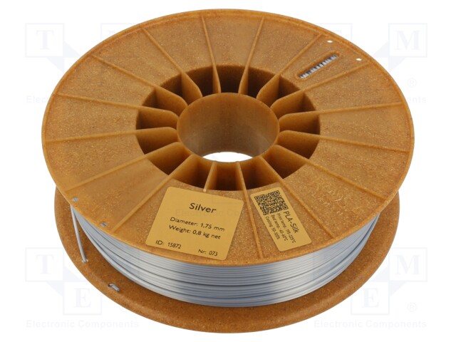 Filament: PLA SILK; 1.75mm; silver; 195÷225°C; 800g