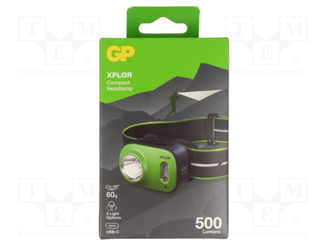 Torch: LED headtorch; 5lm,60lm,200lm,500lm; IPX6; XPLOR