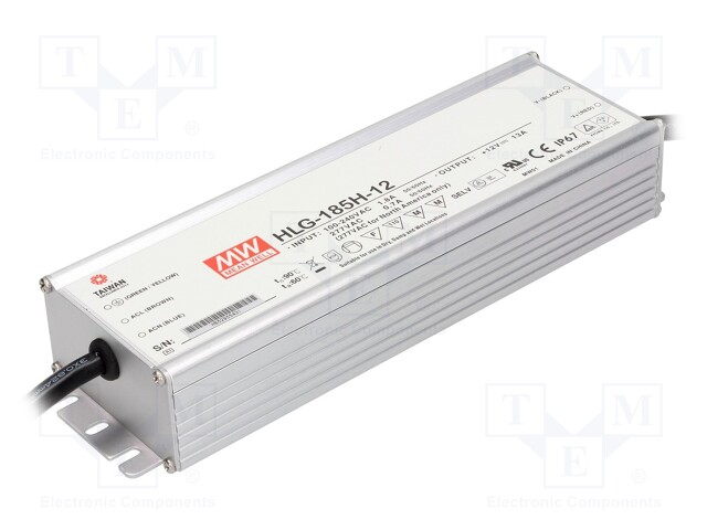 Power supply: switched-mode; LED; 156W; 12VDC; 13A; 90÷305VAC; IP67