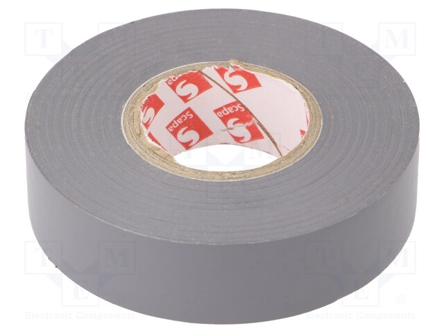 Tape: electrical insulating; W: 19mm; L: 25m; Thk: 0.15mm; grey; 170%