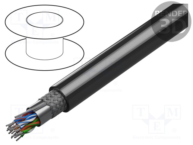 Wire; RS232,RS422; 12x2x24AWG+1x24AWG; stranded; Cu; PVC; chrome