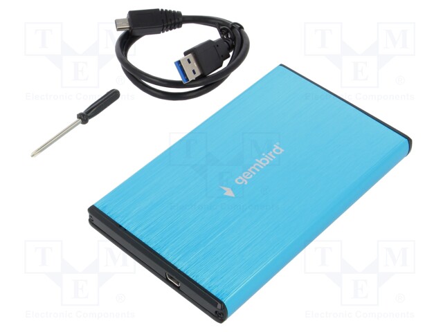 Hard discs housing: 2,5"; stores 1x HDD 2,5"; USB 3.0; blue