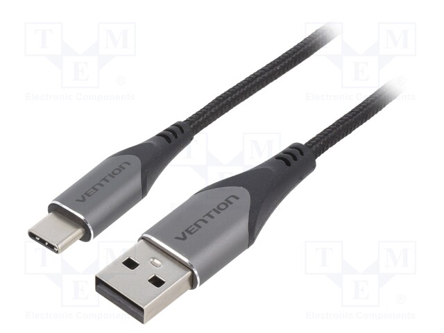 Cable; USB 2.0; USB A plug,USB C plug; nickel plated; 0.25m