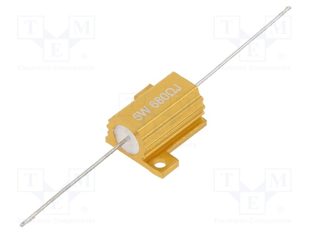 Resistor: wire-wound; with heatsink; 680Ω; 5W; ±5%; 30ppm/°C; axial
