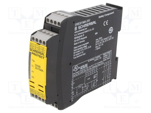 Module: safety relay; Series: SRB 301MA; Mounting: DIN; -25÷60°C
