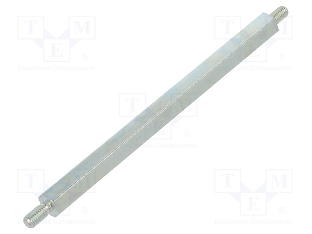 Screwed spacer sleeve; 70mm; Ext.thread: M3; hexagonal; steel