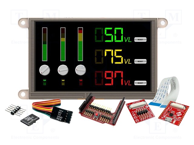 Dev.kit: with display; TFT; 5"; 800x480; Display: graphical; 32kB