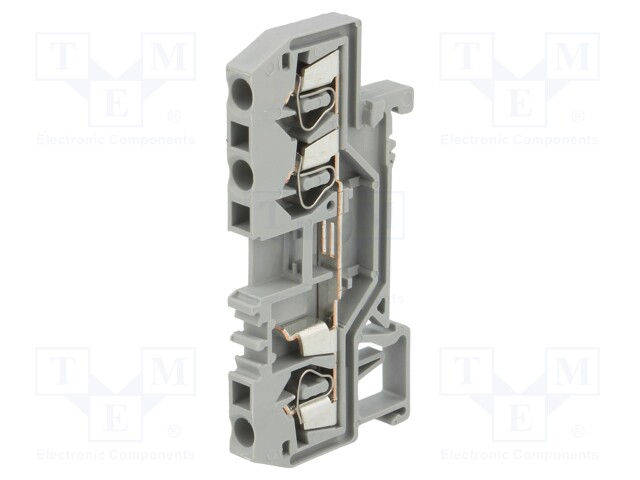 Splice terminal: rail; 2.5mm2; ways: 1; terminals: 3; grey; TS35