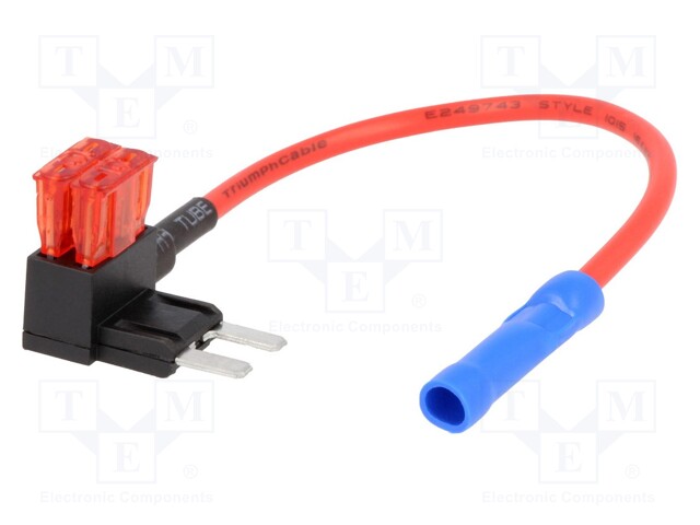 Splitter; automotive ATM; 10A; 2 mini fuses; 1mm2; Colour: red
