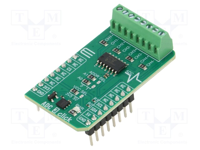 Click board; A/D converter; I2C; MCP3428; prototype board