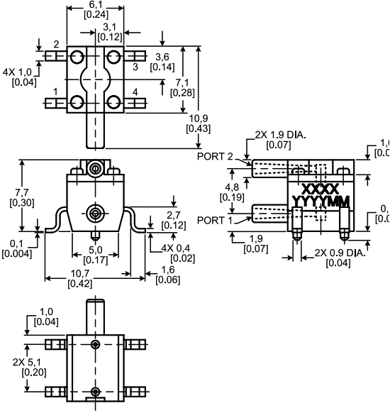 Sensor: pressure; Range: ±1psi; differential; Usup: 10VDC; -40÷85°C