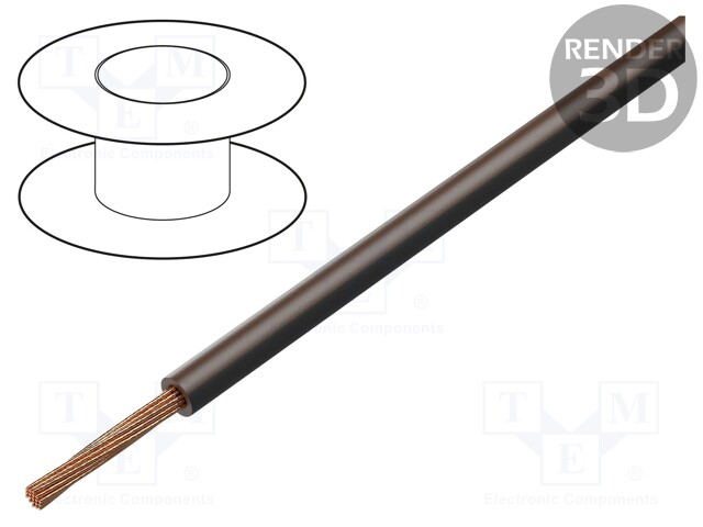 Wire; FLRY-B; 1x0.5mm2; stranded; Cu; PVC; brown-black; 60V; Class: 5