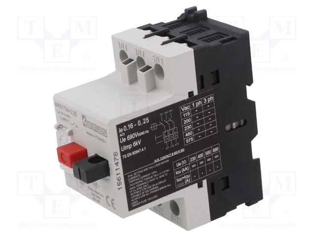 Motor breaker; for DIN rail mounting; 0.16÷0.25A; IP40; -5÷40°C