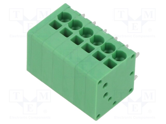 PCB terminal block; Contacts ph: 3.5mm; ways: 6; angled 90°; green