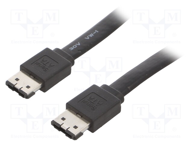 Cable: SATA; SATA plug,both sides; 0.5m; flat,SATA II; black