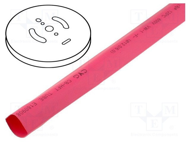 Heat shrink sleeve; glueless; 2: 1; 4.8mm; red; polyolefine