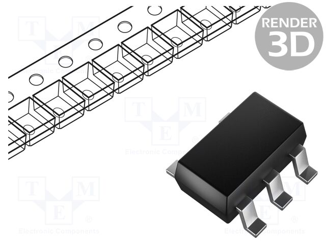 Operational Amplifier, 1 Amplifier, 8 kHz, 3.3 V/ms, 1.7V to 3.6V, SOT-23, 5 Pins