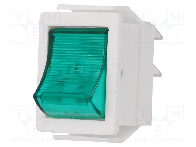 ROCKER; DPST; Pos: 2; OFF-ON; 16A/250VAC; green; neon lamp 250V