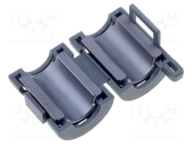 Ferrite: two-piece; on round cable; A: 22mm; B: 18mm; C: 7mm; D: 15mm