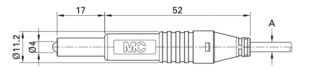 Plug; 4mm banana; 32A; 30VAC; 60VDC; white; insulated; 2.5mm2; 69mm