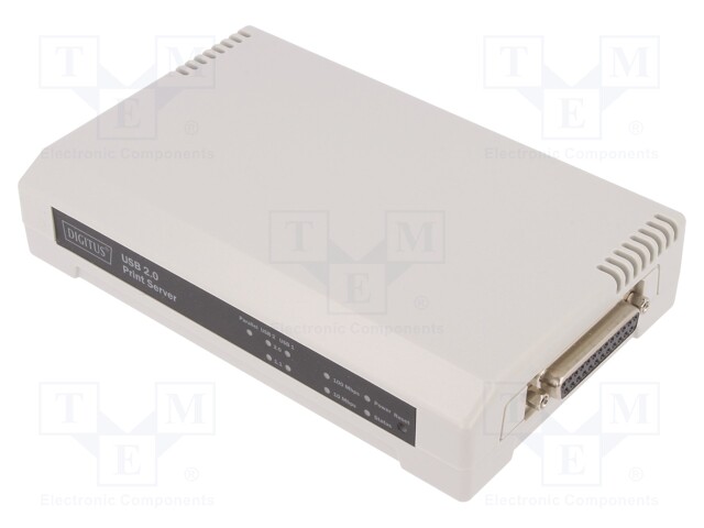 Print server; D-Sub 25pin,RJ45,DC,USB A socket x2