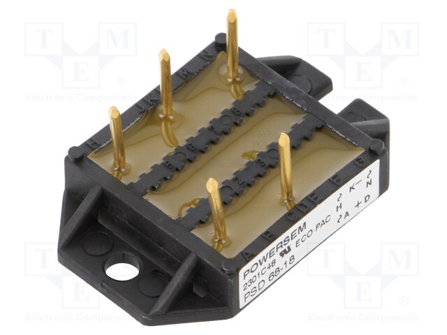 Three-phase bridge rectifier; Urmax: 1.8kV; If: 68A; Ifsm: 300A