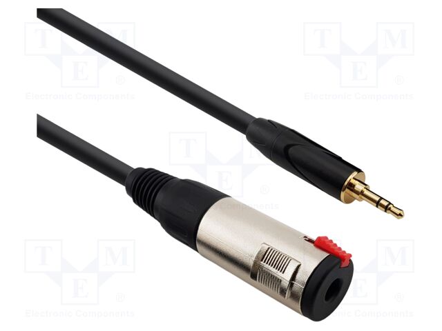 Cable; Jack 3.5mm plug,Jack 6,3mm socket; 4m; black; Øcable: 6mm