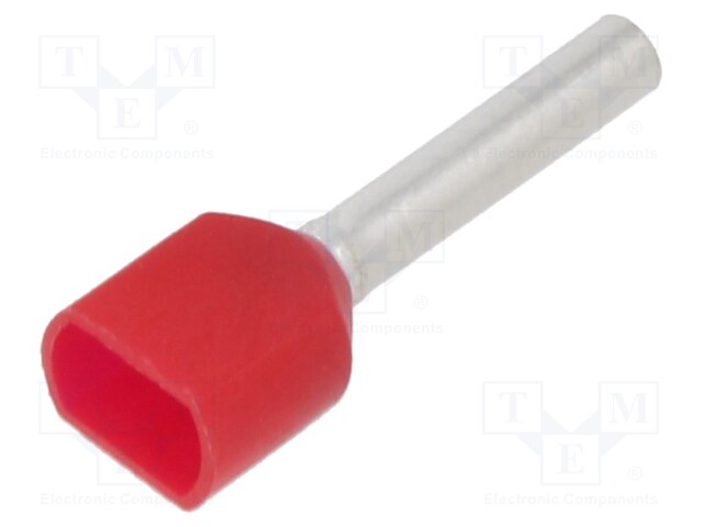 Tip: bootlace ferrule; insulated,double; copper; 1mm2; 12mm; red