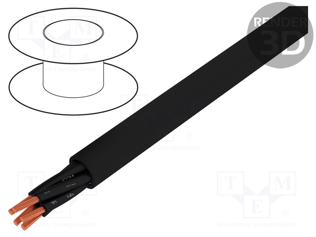 Wire; BiT 500 BLACK FR; 5x1mm2; unshielded; 300/500V; Cu; stranded