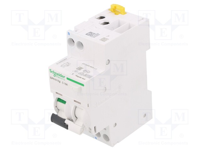 RCBO breaker; Inom: 13A; Ires: 30mA; Max surge current: 250A; DIN