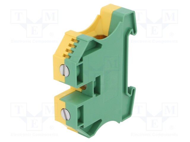 Splice terminal: rail; 35mm2; ways: 1; terminals: 2; yellow-green