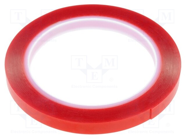 Tape: fixing; W: 9mm; L: 5m; D: 0.5mm; V: double-sided; acrylic; 100°C